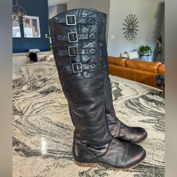 Steve Madden Knee High Black Leather Riding Boots Women's Size 8.5 - Picture 2 of 11